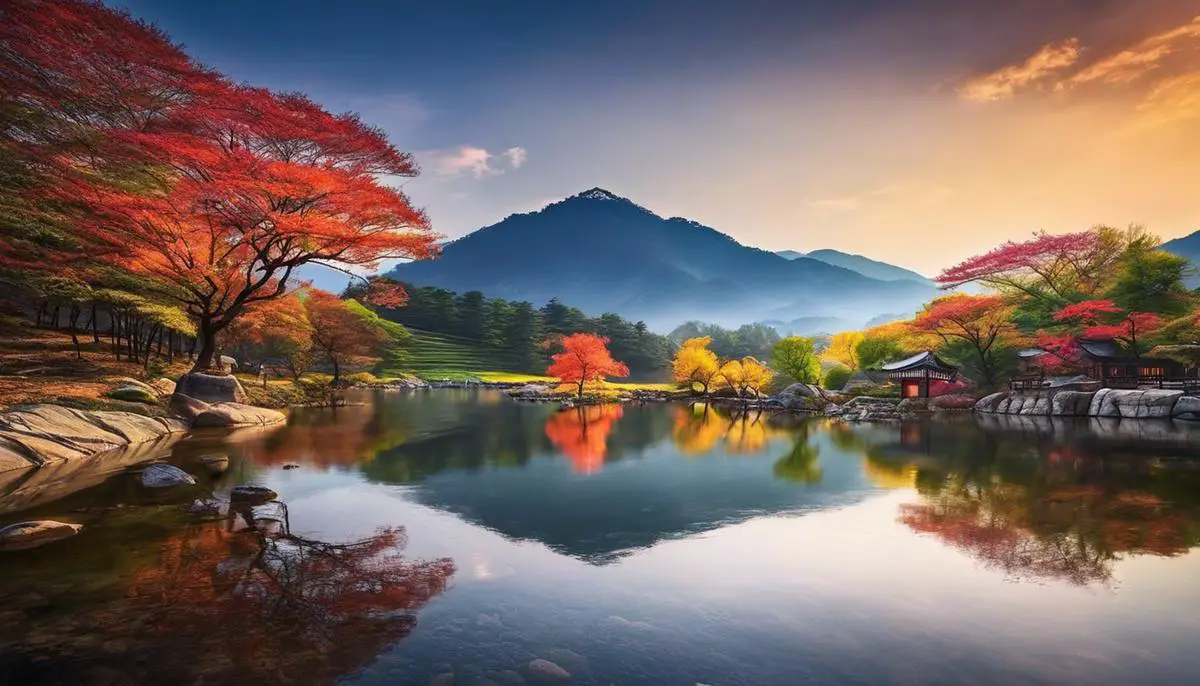 A stunning image of Korean landscapes showcasing the beauty of the country